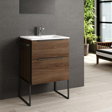 Eviva Marina 24″ Bathroom Vanity with White Integrated Porcelain Sink Vanity Eviva Dark Walnut